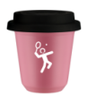 Kubek hot pink 80 ml, TENIS 2 (bialy) z pokrywka czarna kubek termiczny na kawe | 70,00 zł