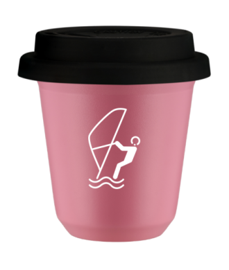 Kubek hot pink 80 ml, SPORTY WODNE (bialy) z pokrywka czarna kubek termiczny na kawe | 70,00 zł