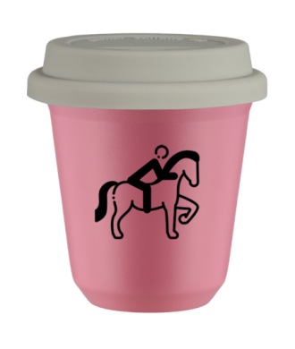 Kubek hot pink 80 ml, JEZDZIECTWO 2 (czarny) z pokrywka biala kubek termiczny na kawe | 70,00 zł