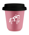 Kubek hot pink 80 ml, JEZDZIECTWO 2 (bialy) z pokrywka czarna kubek termiczny na kawe | 70,00 zł