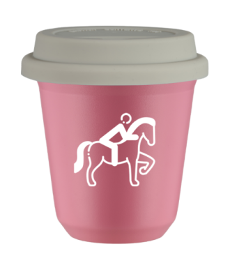 Kubek hot pink 80 ml, JEZDZIECTWO 2 (bialy) z pokrywka biala kubek termiczny na kawe | 70,00 zł