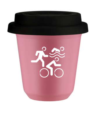 Kubek hot pink 80 ml, SPORTY (bialy) z pokrywka czarna kubek termiczny na kawe | 70,00 zł