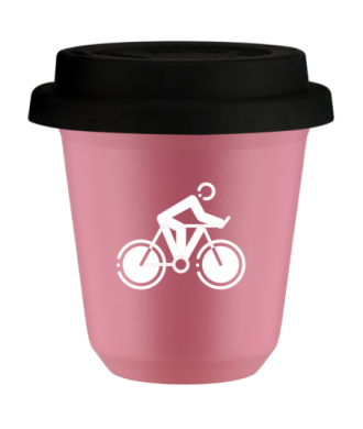 Kubek hot pink 80 ml, KOLARSTWO 2 (bialy) z pokrywka czarna kubek termiczny na kawe | 70,00 zł