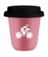Kubek hot pink 80 ml, KOLARSTWO 2 (bialy) z pokrywka czarna kubek termiczny na kawe | 70,00 zł