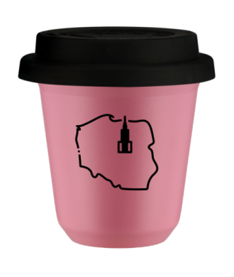 Kubek hot pink 80 ml, POLSKA (czarny) z pokrywka czarna kubek termiczny na kawe | 70,00 zł