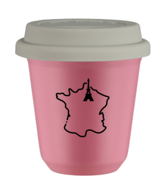 Kubek hot pink 80 ml, FRANCJA z pokrywka biala kubek termiczny na kawe | 70,00 zł
