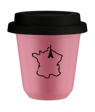 Kubek hot pink 80 ml, FRANCJA (czarny) z pokrywka czarna kubek termiczny na kawe | 70,00 zł