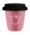 Kubek hot pink 80 ml, FRANCJA (bialy) z pokrywka czarna kubek termiczny na kawe | 70,00 zł