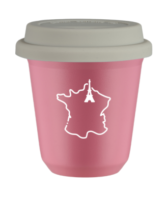 Kubek hot pink 80 ml, FRANCJA (bialy) z pokrywka biala kubek termiczny na kawe | 70,00 zł
