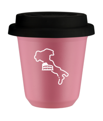 Kubek hot pink 80 ml, WLOCHY (bialy) z pokrywka czarna kubek termiczny na kawe | 70,00 zł