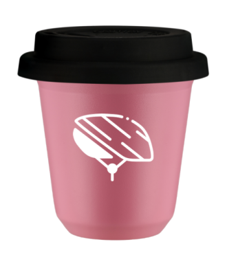 Kubek hot pink 80 ml, KASK (bialy) z pokrywka czarna kubek termiczny na kawe | 70,00 zł
