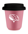 Kubek hot pink 80 ml, KASK (bialy) z pokrywka czarna kubek termiczny na kawe | 70,00 zł