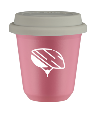 Kubek hot pink 80 ml, KASK (bialy) z pokrywka biala kubek termiczny na kawe | 70,00 zł