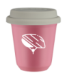 Kubek hot pink 80 ml, KASK (bialy) z pokrywka biala kubek termiczny na kawe | 70,00 zł