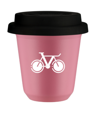 Kubek hot pink 80 ml, ROWER 1 (bialy) z pokrywka czarna kubek termiczny na kawe | 70,00 zł