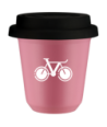 Kubek hot pink 80 ml, ROWER 1 (bialy) z pokrywka czarna kubek termiczny na kawe | 70,00 zł