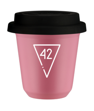Kubek hot pink 80 ml, 42 (bialy) z pokrywka czarna kubek termiczny na kawe | 70,00 zł