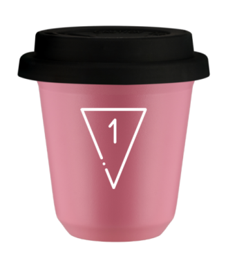 Kubek hot pink 80 ml, 1 (bialy) z pokrywka czarna kubek termiczny na kawe | 70,00 zł