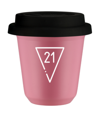 Kubek hot pink 80 ml, 21 (bialy) z pokrywka czarna kubek termiczny na kawe | 70,00 zł