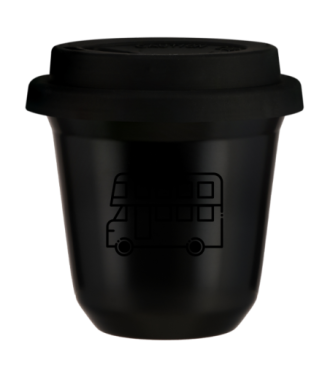 Kubek czarny 150 ml, AUTOBUS (czarny) z pokrywka czarna kubek termiczny na kawe | 85,00 zł