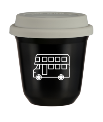 Kubek czarny 150 ml, AUTOBUS (bialy) z pokrywka biala kubek termiczny na kawe | 85,00 zł