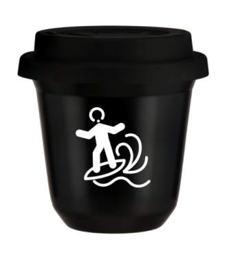 Kubek czarny 150 ml, WINDSURFING (bialy) z pokrywka czarna kubek termiczny na kawe | 85,00 zł