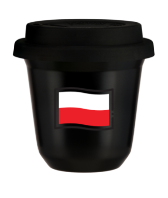 Kubek czarny 150 ml, FLAGA POLSKI (czarny) z pokrywka czarna kubek termiczny na kawe | 85,00 zł