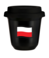 Kubek czarny 150 ml, FLAGA POLSKI (czarny) z pokrywka czarna kubek termiczny na kawe | 85,00 zł