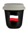Kubek czarny 150 ml, FLAGA POLSKI (czarny) z pokrywka biala kubek termiczny na kawe | 85,00 zł