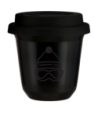 Kubek czarny 150 ml, CZAPKA (czarny) z pokrywka czarna kubek termiczny na kawe | 85,00 zł