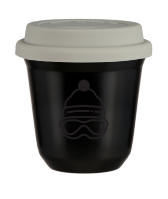 Kubek czarny 150 ml, CZAPKA (czarny) z pokrywka biala kubek termiczny na kawe | 85,00 zł