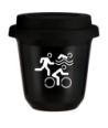 Kubek czarny 150 ml, SPORTY (bialy) z pokrywka czarna kubek termiczny na kawe | 85,00 zł