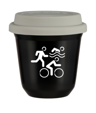 Kubek czarny 150 ml, SPORTY (bialy) z pokrywka biala kubek termiczny na kawe | 85,00 zł