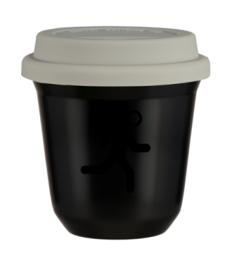 Kubek czarny 150 ml, BIEGACZ (czarny) z pokrywka biala kubek termiczny na kawe | 85,00 zł