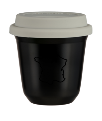 Kubek czarny 150 ml, FRANCJA (czarny) z pokrywka biala kubek termiczny na kawe | 85,00 zł