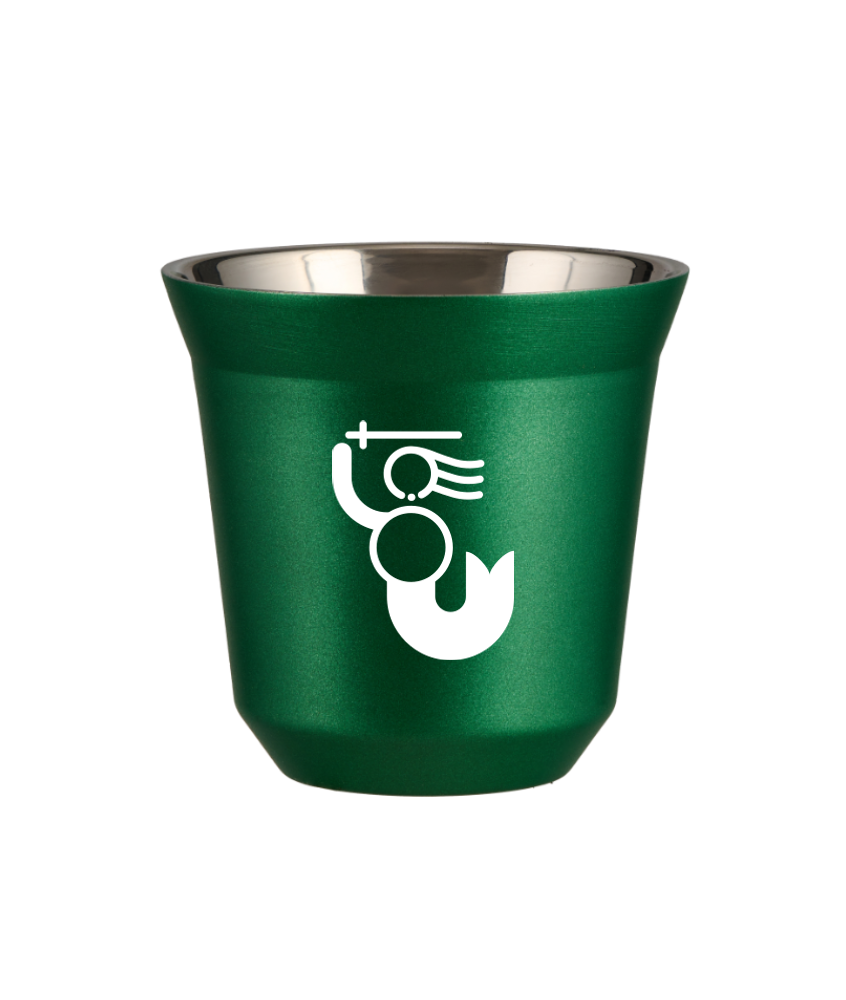 Kubek 150 ml ZIELONY METALIC "WARSZAWSKA SYRENKA (biały)"