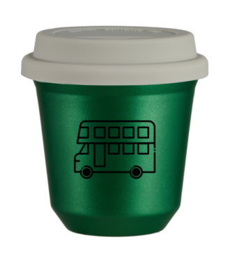 Kubek zielony 150 ml, AUTOBUS (czarny) z pokrywka biala kubek termiczny na kawe | 85,00 zł