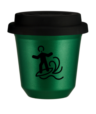 Kubek 150 ml ZIELONY METALIC "Windsurfing (czarny)", z czarną pokrywką Kubek 150 ml ZIELONY METALIC "Windsurfing (czarny)", z czarną pokrywką