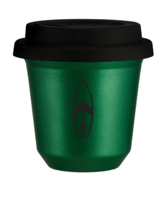 Kubek 150 ml ZIELONY METALIC "Deska", z czarną pokrywką Kubek 150 ml ZIELONY METALIC "Deska", z czarną pokrywką
