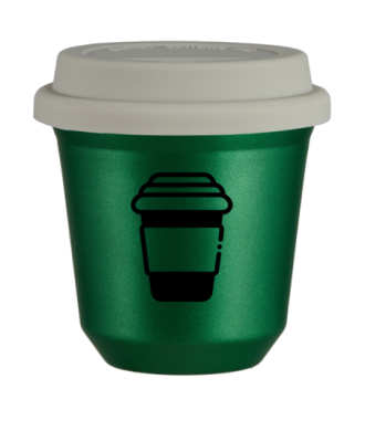 Kubek 150 ml ZIELONY METALIC, z białą pokrywką Kubek 150 ml ZIELONY METALIC, z białą pokrywką