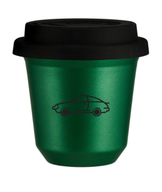 Kubek 150 ml ZIELONY METALIC "Samochód", z czarną pokrywką Kubek 150 ml ZIELONY METALIC "Samochód", z czarną pokrywką