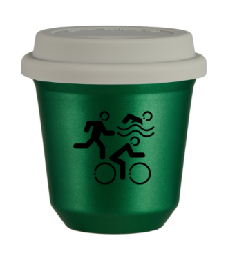 Kubek 150 ml ZIELONY METALIC "Sporty", z białą pokrywką Kubek 150 ml ZIELONY METALIC "Sporty", z białą pokrywką