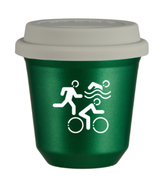 Kubek 150 ml ZIELONY METALIC "Sporty (biały)", z białą pokrywką Kubek 150 ml ZIELONY METALIC "Sporty (biały)", z białą pokrywką