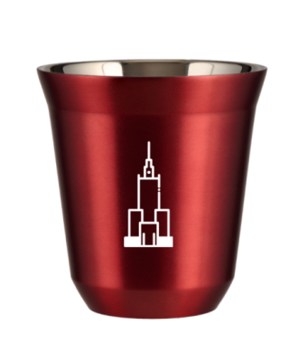Kubek 150 ml CZERWONY METALIC "Pałac kultury i nauki (biały)" Kubek 150 ml CZERWONY METALIC "Pałac kultury i nauki (biały)"