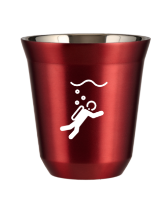 Kubek 150 ml CZERWONY METALIC "Nurkowanie (biały)" Kubek 150 ml CZERWONY METALIC "Nurkowanie (biały)"