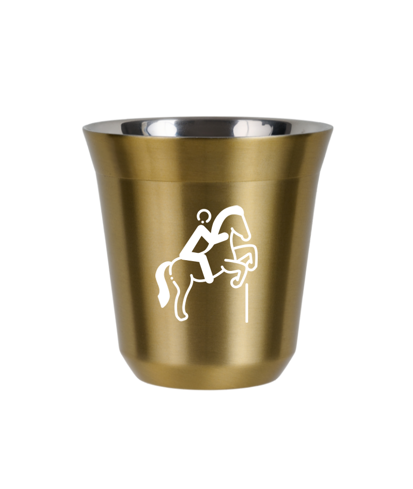 Kubek złoty 80 ml, JEŹDZIECTWO 1 (biały) kubek termiczny na kawe | 65,00 zł Kubek złoty 80 ml, JEŹDZIECTWO 1 (biały) kubek termiczny na kawe | 65,00 zł