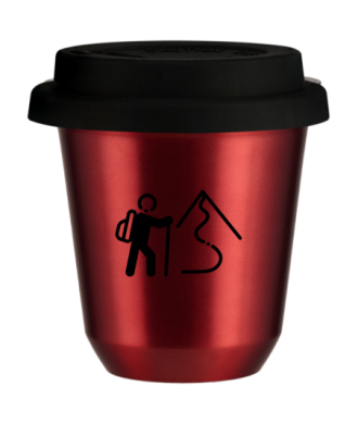 Kubek 150 ml CZERWONY METALIC "Wspinaczka 2", z czarną pokrywką Kubek 150 ml CZERWONY METALIC "Wspinaczka 2", z czarną pokrywką