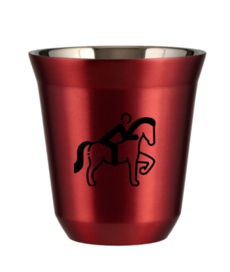 Kubek 150 ml CZERWONY METALIC "Jeździectwo 2 (czarny)" Kubek 150 ml CZERWONY METALIC "Jeździectwo 2 (czarny)"