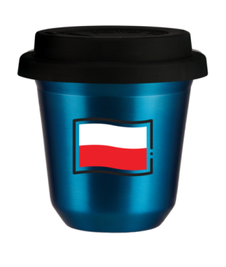 Kubek niebieski 150 ml, FLAGA POLSKI z pokrywka czarna kubek termiczny na kawe | 85,00 zł