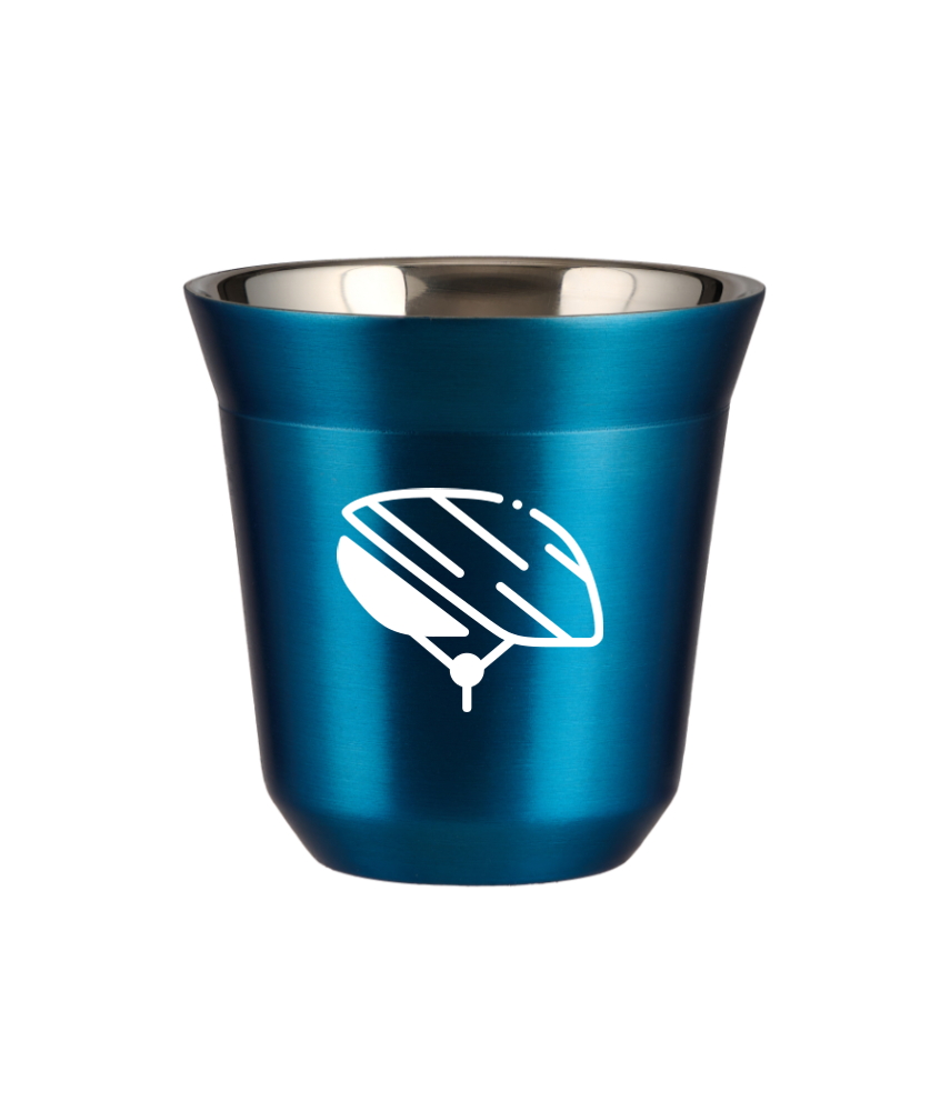 Kubek 150 ml NIEBIESKI METALIC "Kask (biały)"